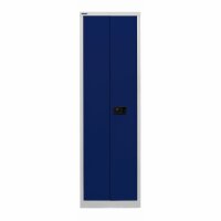 Bisley Flügeltürenschrank Universal, 4 Fachböden, 5 OH, B 600 mm, Farbe Korpus lichtgrau, Türen oxfordblau