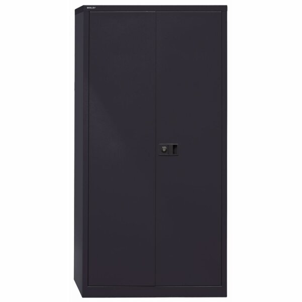 Bisley Flügeltürenschrank Universal, 4 Fachböden, 5 OH, Farbe schwarz