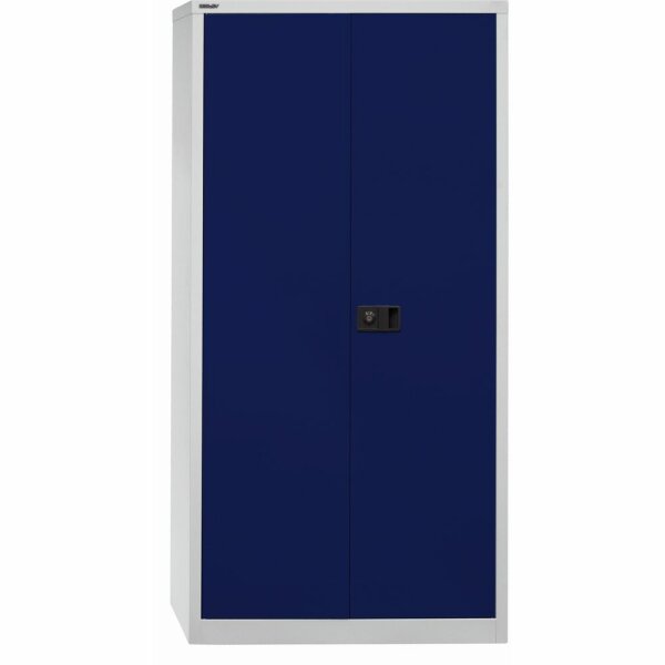 Bisley Flügeltürenschrank Universal, 4 Fachböden, 5 OH, Farbe Korpus lichtgrau, Türen oxfordblau