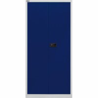 Bisley Flügeltürenschrank Universal, 4 Fachböden, 5 OH, Farbe Korpus lichtgrau, Türen oxfordblau