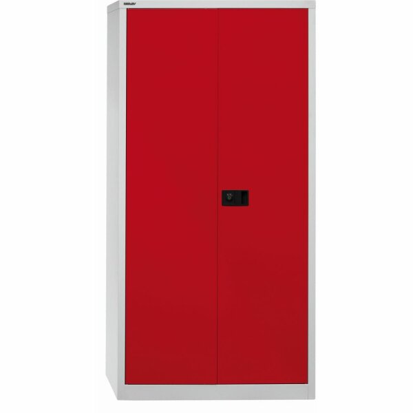 Bisley Flügeltürenschrank Universal, 4 Fachböden, 5 OH, Farbe Korpus lichtgrau, Türen kardinalrot