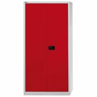 Bisley Flügeltürenschrank Universal, 4 verzinkte Fachböden, 5 OH, Farbe Korpus lichtgrau, Türen kardinalrot