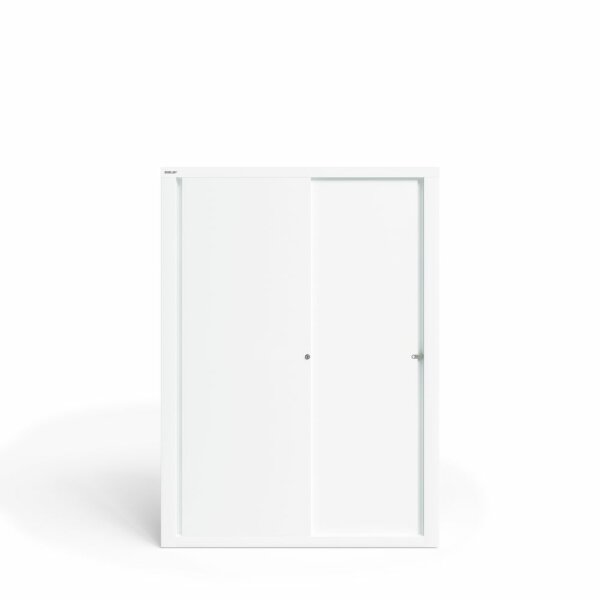 Bisley Schiebetürenschrank ECO, 3 Fachböden, 4 OH, Farbe verkehrsweiß