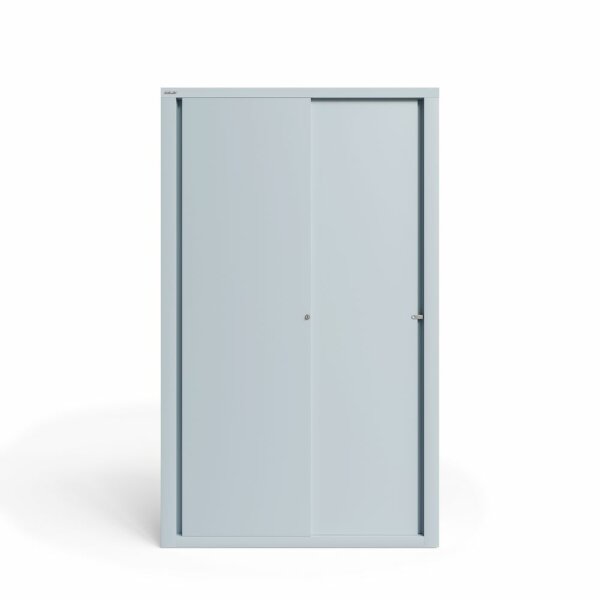 Bisley Schiebetürenschrank ECO, 4 Fachböden, 5 OH, Farbe lichtgrau
