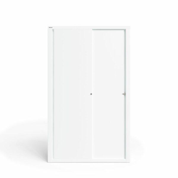 Bisley Schiebetürenschrank ECO, 4 Fachböden, 5 OH, Farbe verkehrsweiß
