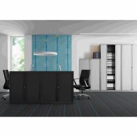 Bisley Rollladenschrank EuroTambour, 2 Fachböden, 2,5 OH, B 1200 mm, Farbe Korpus schwarz, Rollladen schwarz