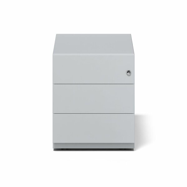 Rollcontainer Note™ mit Griffleiste, 3 Universalschubladen, Farbe lichtgrau
