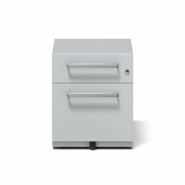Rollcontainer Note™ mit Griff, 1 Universalschublade, 1 HR-Schublade, Farbe lichtgrau