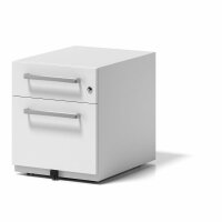 Rollcontainer Note™ mit Griff, 1 Universalschublade, 1 HR-Schublade, Farbe verkehrsweiß