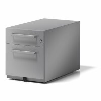 Rollcontainer Note™ mit Griff, 1 Universalschublade, 1 HR-Schublade, Farbe silber