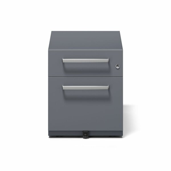 Rollcontainer Note™ mit Griff, 1 Universalschublade, 1 HR-Schublade, Farbe anthrazitgrau
