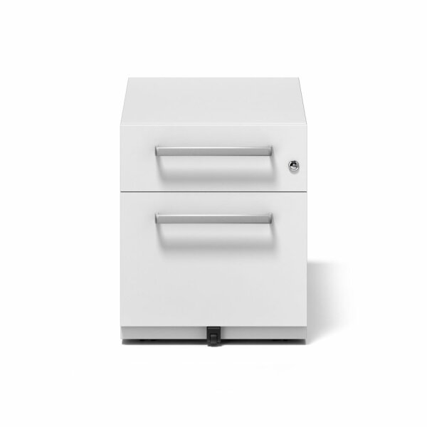 Rollcontainer Note™ mit Griff, 1 Universalschublade, 1 HR-Schublade, Farbe verkehrsweiß