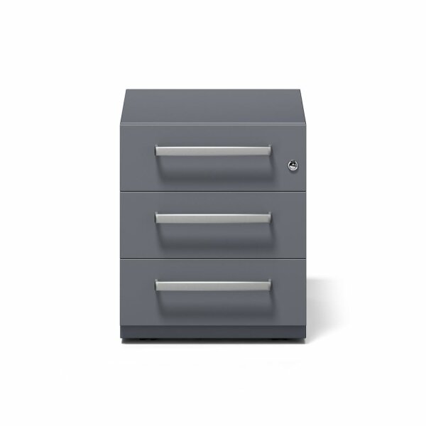 Rollcontainer Note™ mit Griff, 3 Universalschubladen, Farbe anthrazitgrau