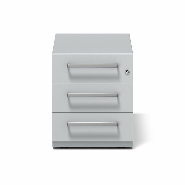 Rollcontainer Note™ mit Griff, 3 Universalschubladen, Farbe lichtgrau