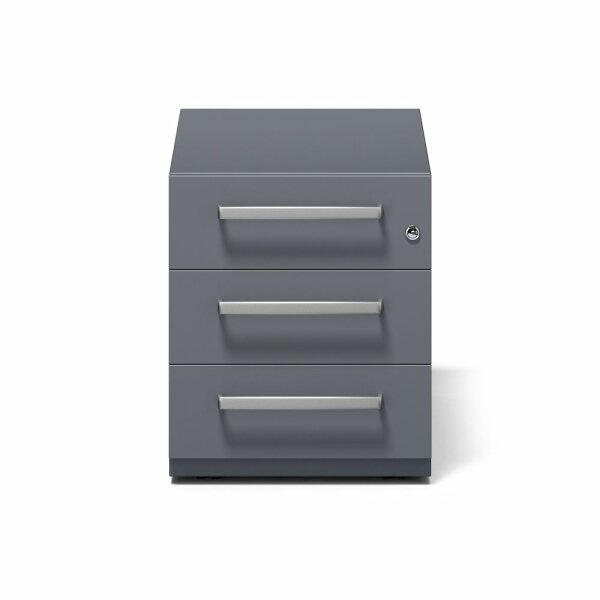 Rollcontainer Note™ mit Griff, 3 Universalschubladen, Farbe anthrazitgrau