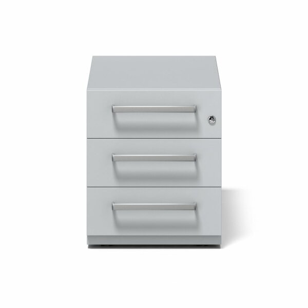Rollcontainer Note™ mit Griff, 3 Universalschubladen, Farbe lichtgrau