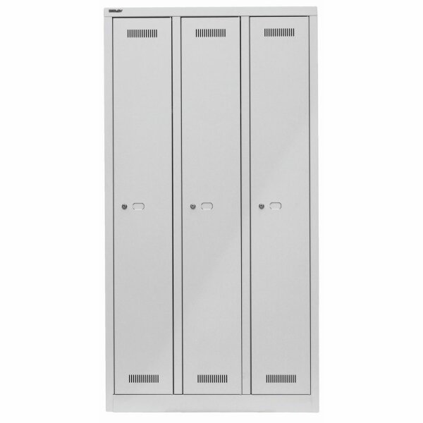 Bisley MonoBloc™ Garderobenschrank, 3 Abteile, je 1 Fach, Farbe lichtgrau