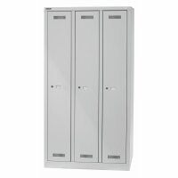 Bisley MonoBloc™ Garderobenschrank, 3 Abteile, je 1 Fach, Farbe lichtgrau