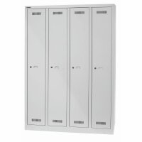 Bisley MonoBloc™ Garderobenschrank, 4 Abteile, je 1 Fach, Farbe lichtgrau
