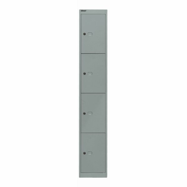 Bisley Schließfachschrank Office, 1 Abteil, 4 Fächer, T 457 mm, Farbe silber