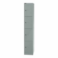 Bisley Schließfachschrank Office, 1 Abteil, 4 Fächer, T 457 mm, Farbe silber