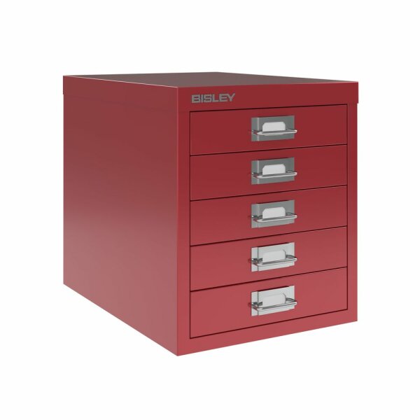 Bisley MultiDrawer™, 12er Serie, 5 Schubladen à H 51 mm, DIN A4, Farbe: kardinalrot