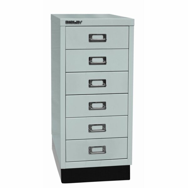 Bisley MultiDrawer™, 29er Serie mit Sockel, DIN A4, 6 Schubladen, Farbe lichtgrau