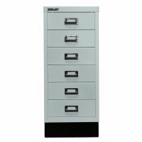 Bisley MultiDrawer™, 29er Serie mit Sockel, DIN A4, 6 Schubladen, Farbe lichtgrau