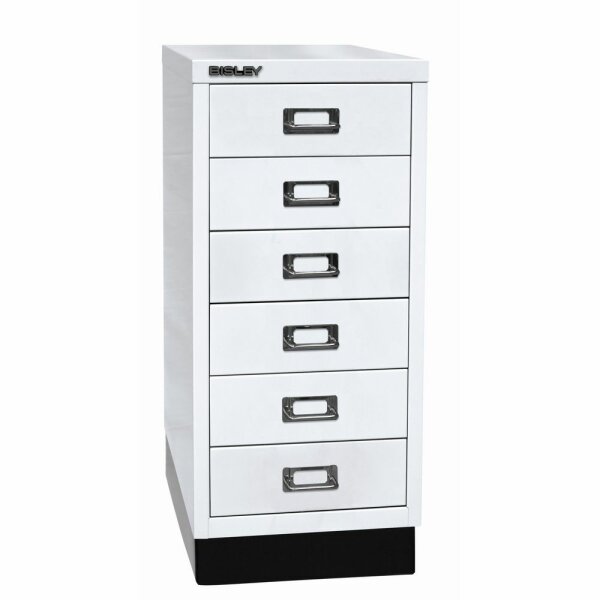 Bisley MultiDrawer™, 29er Serie mit Sockel, DIN A4, 6 Schubladen, Farbe verkehrsweiß