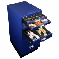 Bisley MultiDrawer™, 29er Serie mit Sockel, DIN A4, 8 Schubladen, Farbe oxfordblau