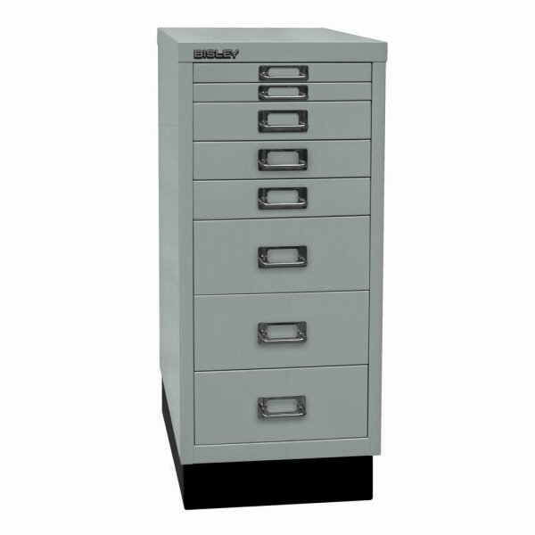 Bisley MultiDrawer™, 29er Serie mit Sockel, DIN A4, 8 Schubladen, Farbe silber