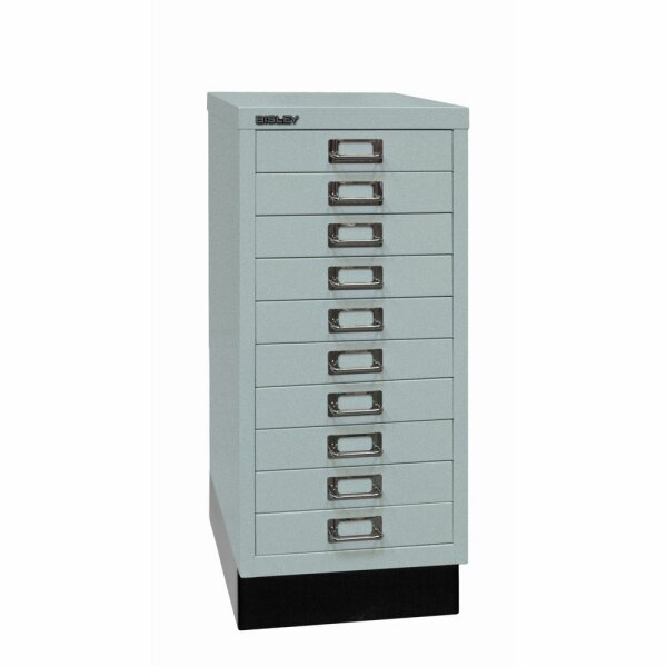 Bisley MultiDrawer™, 29er Serie mit Sockel, DIN A4, 10 Schubladen, Farbe silber