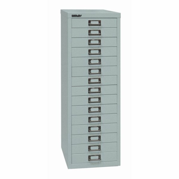 Bisley MultiDrawer™, 39er Serie, DIN A4, 15 Schubladen, Farbe silber