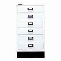 Bisley MultiDrawer™, 29er Serie mit Sockel, DIN A3, 6 Schubladen, Farbe verkehrsweiß