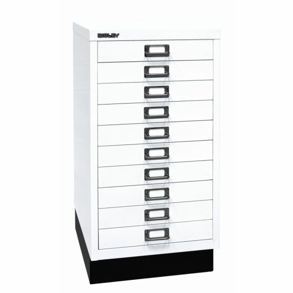Bisley MultiDrawer™, 29er Serie mit Sockel, DIN A3, 10 Schubladen, Farbe verkehrsweiß