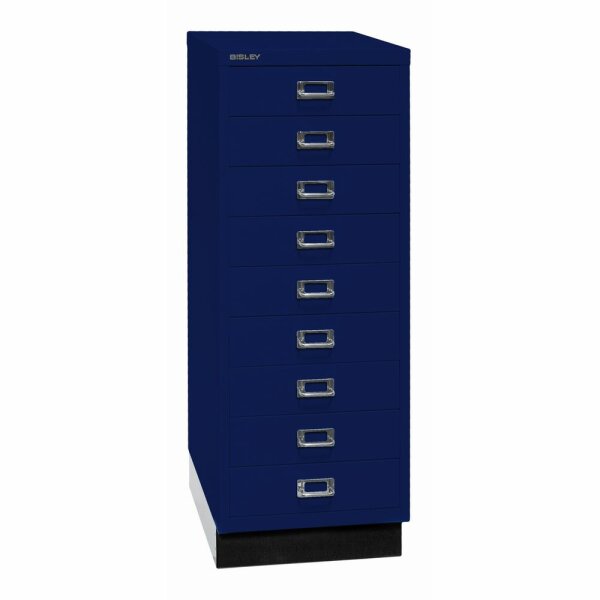 Bisley MultiDrawer™, 39er Serie mit Sockel, DIN A3, 9 Schubladen, Farbe oxfordblau