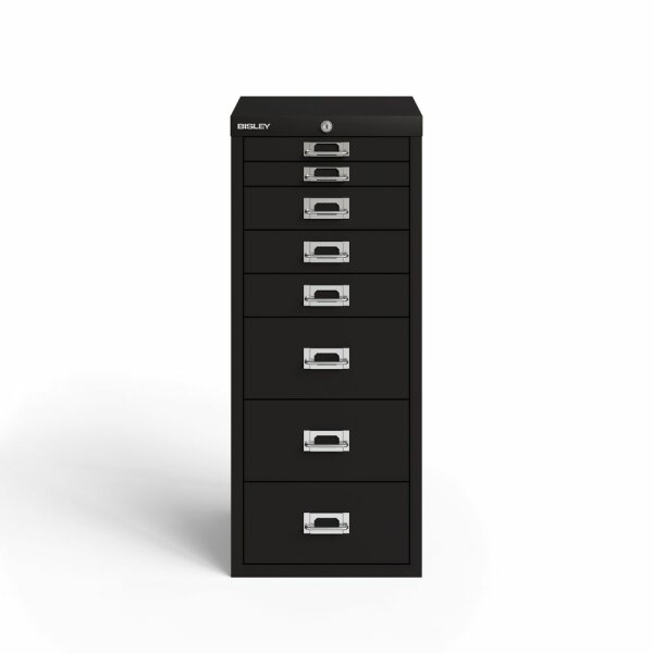 Bisley MultiDrawer™, 29er Serie, abschließbar, DIN A4, 8 Schubladen, Farbe schwarz