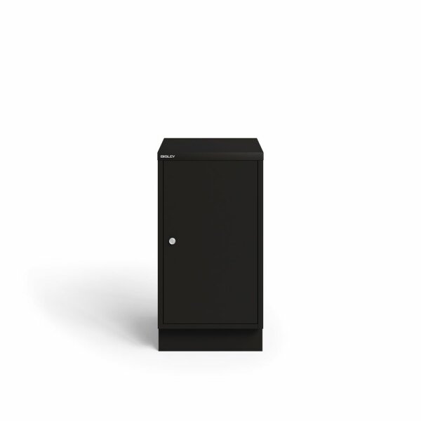 Bisley MultiDrawer™, 29er Serie, abschließbare Flügeltüre mit Sockel, Türanschlag links, Farbe schwarz