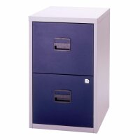 Hängeregistraturschrank PFA, 2 HR-Schubladen, Farbe Korpus lichtgrau, Fronten oxfordblau