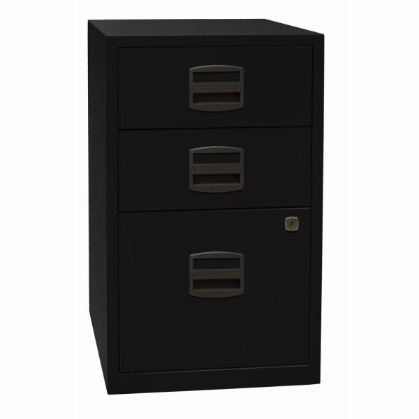 Beistellschrank PFA, 2 Universalschubladen, 1 HR-Schublade, Farbe schwarz