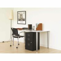 Beistellschrank PFA, 2 Universalschubladen, 1 HR-Schublade, Farbe schwarz