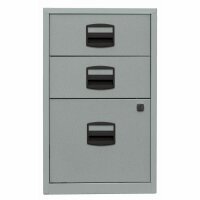 Beistellschrank PFA, 2 Universalschubladen, 1 HR-Schublade, Farbe silber