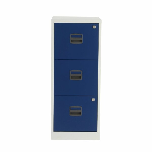 Hängeregistraturschrank PFA, 3 HR-Schubladen, Farbe Korpus lichtgrau, Fronten oxfordblau