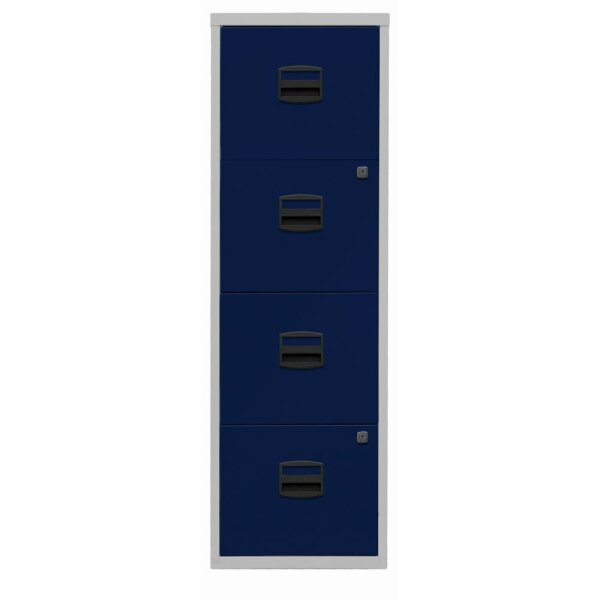Hängeregistraturschrank PFA, 4 HR-Schubladen, Farbe Korpus lichtgrau, Fronten oxfordblau