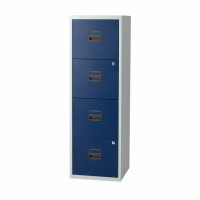 Hängeregistraturschrank PFA, 4 HR-Schubladen, Farbe Korpus lichtgrau, Fronten oxfordblau