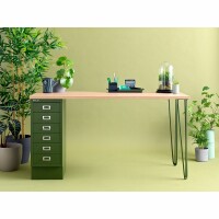 MultiRange Sideboard, Nussbaum, Schiebetüren aus Stahl, 4 Stahlfüße, Maße: H 752 x B 1000 x T 450 mm, Farbe: nussbaum/pastellpink