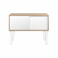 MultiRange Sideboard, natürliche Eiche, Schiebetüren aus Stahl, 4 Stahlfüße, Maße: H 752 x B 1000 x T 450 mm, Farbe: natürliche Eiche/verkehrsweiß