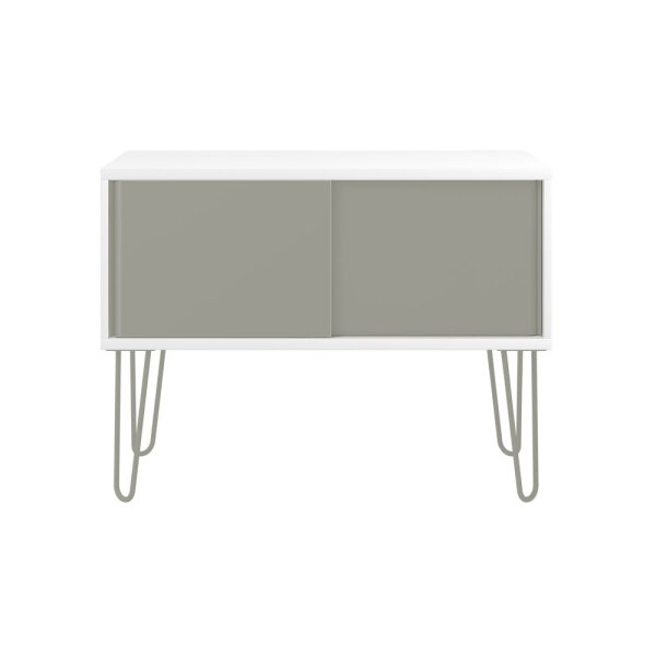 MultiRange Sideboard, weiß, Schiebetüren aus Stahl, 4 Stahlfüße, Maße: H 752 x B 1000 x T 450 mm, Farbe: weiß/lichtgrau