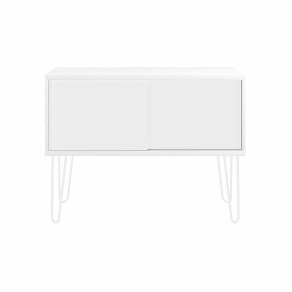 MultiRange Sideboard, weiß, Schiebetüren aus Stahl, 4 Stahlfüße, Maße: H 752 x B 1000 x T 450 mm, Farbe: weiß/verkehrsweiß