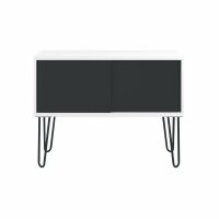 MultiRange Sideboard, weiß, Schiebetüren aus Stahl, 4 Stahlfüße, Maße: H 752 x B 1000 x T 450 mm, Farbe: weiß/anthrazitgrau